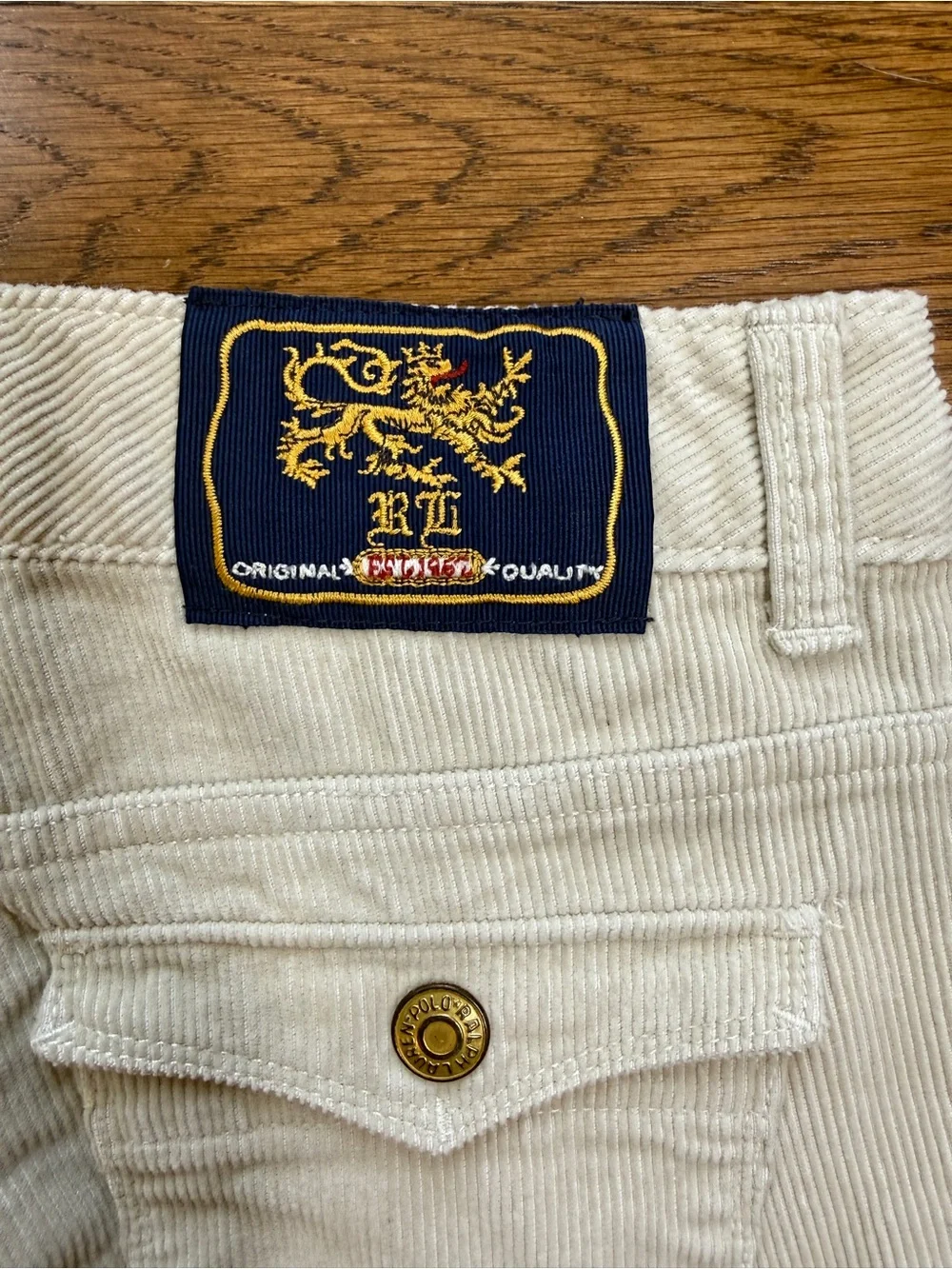 NWT Vintage Y2K Ralph Lauren Girls Low Rise Flare Cream Corduroy Trousers Sz 7